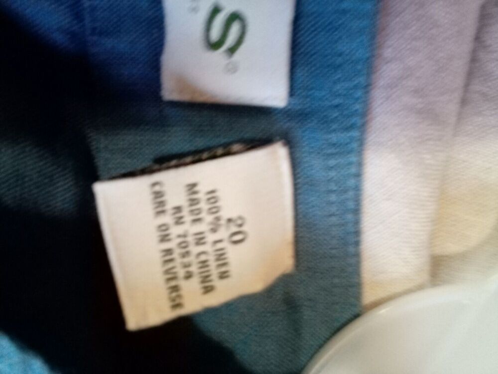 ORVIS Women's Linen Denim Blue Short Sleeve Pull on Top
